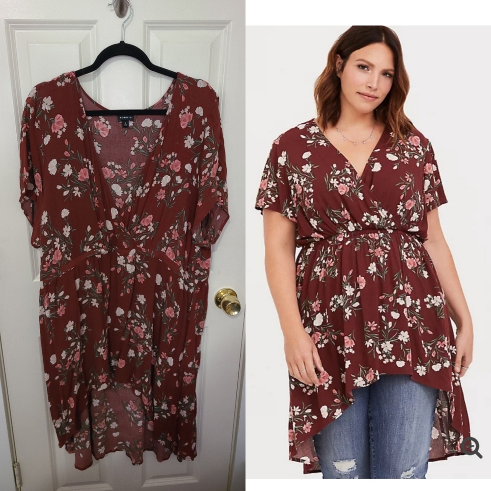 Hi-lo floral blouse